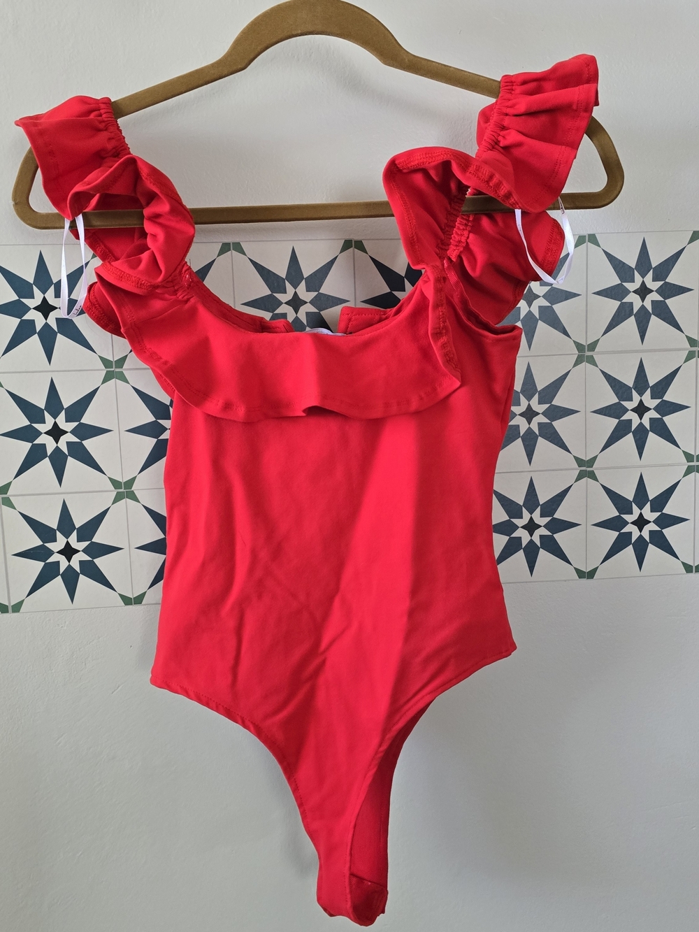 Lulu's Hot Pink Ruffle Bodysuit - Picture 4 of 4